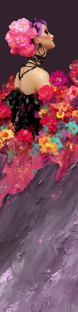 Free unique bookmark featuring a figure on floral waves